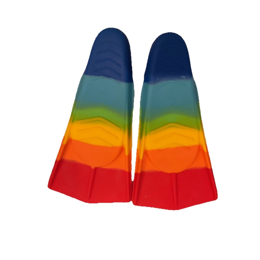 Rainbow Silicone Training Fins Bodyboarding Fins Youth Swim Size S Fits 2-3.5 - Picture 2 of 2